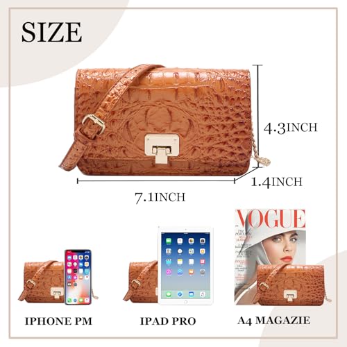 Image of Makcr Joacbv Small Crocodile Crossbody Cell Phone Purse for women Vegan Leather Clutch Wallet with Leather Shoulder Strap | Small