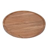 Samhita Acacia Wood Round Cheese Board, Charcuterie Board with Rimmed Edge for Serving Cheese Bevera