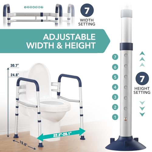 HOMENURSE Toilet Safety Rails for Seniors (350 lb), Adjustable Height & Width Toilet Safety Frame for Elderly, Disabled, Foldable Handicap Toilet Handles with Suction Cups, Fits Most Toilets - Image 3