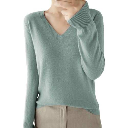 Online Shop Winter Pulli Pullover V-Ausschnitt Elegant Einfarbig Strickpulli Baumwolle Grobstrick Winterpullover Warm Wollpullover Casual Lose Cashmere Pullover Gestrickter Sweater
