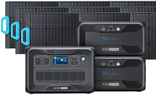 BLUETTI Solar Power Station AC300 & B300 Expansion Battery, 3072Wh LiFePO4 Battery Backup w/ 6 3000W AC Outlets (6000W Peak), 30A RV Output, Modular Power Supply for Home Use, Emergency, Blackout
