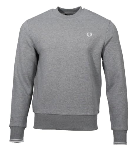 Maglione da uomo Fred Perry - Pullover da uomo a girocollo M7535, grigio chiaro, 3XL