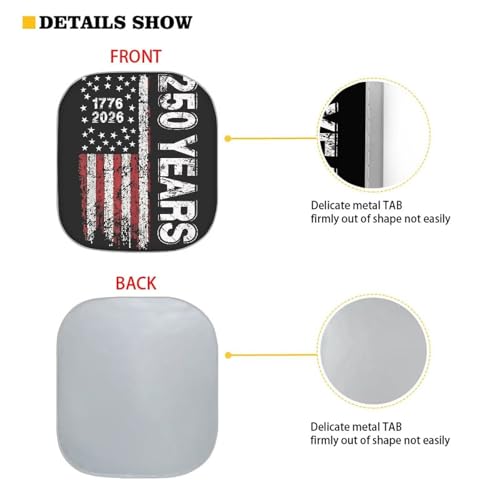 Image of Windshield Sun Shade Foldable 2pcs 250 Years Anniversary 1776 2026 Car Front Window Sunshade Sun Visor for Heat and UV Protection Car Interior Accessories - 28.5 x 25.5 inches