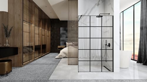 DE BESTE REA DOUCHEWAND: GLAZEN SCHEIDINGSWAND VOOR WALK-IN DOUCHE IN 8 MM ZWART MAT MET NANO-COATING VAN HOGE KWALITEIT
