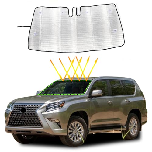HIRUFAIT Windshield Sun Shade Compatible with Lexus GX460 2010-2023, Front Window Sun Visor...