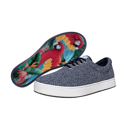 MaCae Unisex Original Knitting Lace-Up Sneaker, Navy Mesh/Macaws, 8 US Women