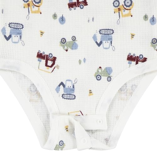 HUGGIES Unisex Baby Long Sleeve Waffle Knit Bodysuit, Pants, and Sherpa Vest 3-piece Outfit Set3