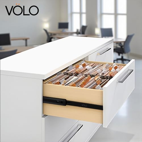 Image of Volo Heavy Duty Drawer Slides, Full Extension Ball Bearing Runners | Pack of 2 Piece | Channels for Kitchen Cabinets, Wardrobes, and Dressers (Black Mild Steel, 20 Inch)
