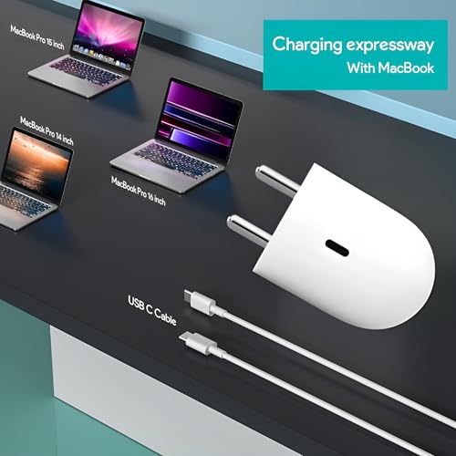 Image of Universal 45W Type C Laptop Charger Adapter with 3.3 FT Type-C Braided Cable for HP Laptop, Lenovo, Dell, Acer, Infinix, MacBook & More USB C Fast Charging, Laptop Charge Easy to Travel 45 w, White