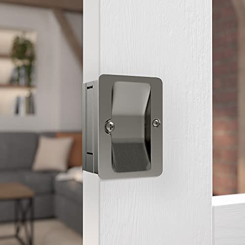 Image of Richelieu Hardware 1700ANPSBC Onward Pocket Door Pull, Passage Lock, 3 1 /4 in (82 mm), Rectangular, Antique Nickel (Pack of 2)