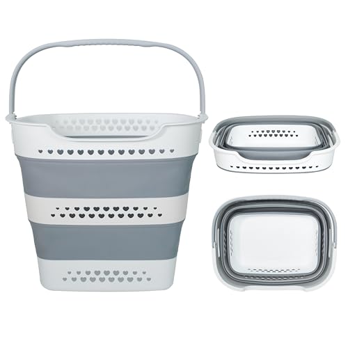 Large Collapsible Laundry Baskets for Dirty Clothes, Plastic Laundry Hamper for Dorm Bedroom Blankets, 43L Foldable Clothes Hamper for Laundry, Space Saving Pop-Up Storage Container/Organizer - Image 4