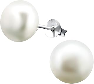 Laimons Ladies' Earrings Ladies' Jewellery round with fresh water pearl white 925 Sterling silver