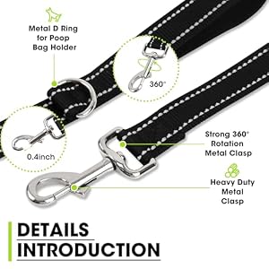 Dog Leashes for Medium Large Dogs 6ft - Black Nylon Dog Leash with Soft Padded Handle and Double-Sided Reflective for Training and Walking Lead(1 Inch Wide) Dog Leashes for Medium Large Dogs 6ft – Black Nylon Dog Leash with Soft Padded Handle and Double-Sided Reflective for Training and Walking Lead(1 Inch Wide)