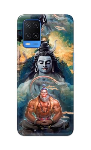 Image of Plastic Printfidaa Printed Hard Back Cover Case For Oppo A54 4G Back Cover (Lord Shiva And Hanuma) -112, Multicolor