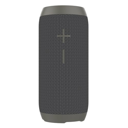 Front view of the ELECTROPRIME HOPESTAR P7 Mini Portable Bluetooth Speaker, showing its cylindrical shape and fabric mesh grille with a plus and minus sign indicating volume controls.