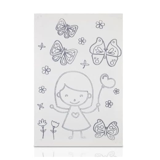 Tela De Pintura Riscada, 20cm X 30cm, Desenho: Menina - Souza & Cia (Ref: 8153)