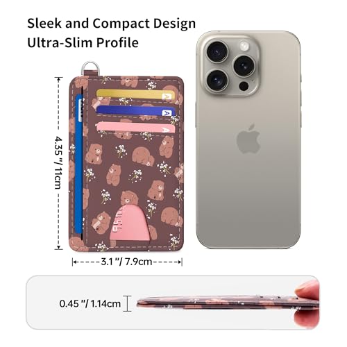 Image of Mayski Slim Wallet, Credit Card Holder for Women, Minimalist Front Pocket RFID Blocking Card Cases, Small Wallet Women Men(Cute Bear)