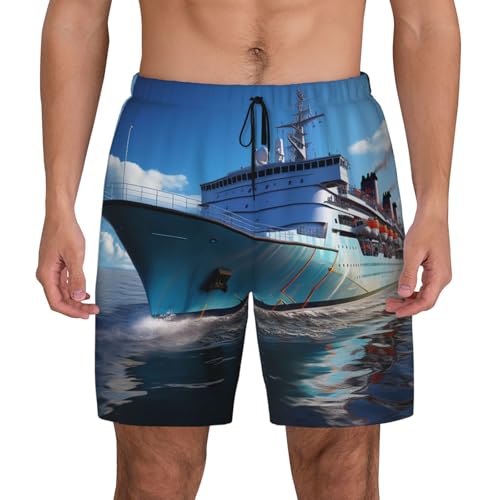 Men's Swim Trunks Quick Dry Board Shorts Ocean Ferry Boat Beach Shorts with Pocket Bathing Suits for Men