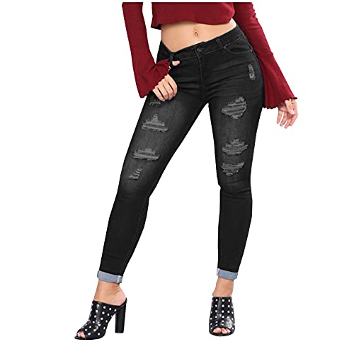 Women's Mid-Rise Skinny Jean Women's High-Rise Skinny Jeans,boyfriend jeans for women loose fit high waisted,skinny jeans men,Distressed-Joggers-Elastic-Drawstring