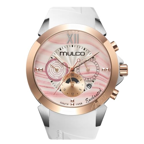 MULCO Enchanted Quartz Womens Watch 46mm Stainless Steel Case Quartz Analog Miyota JP25 Movement 10 ATM Waterproof Silicone Strap Multifunction Battery SR621SW Stylish and Durable