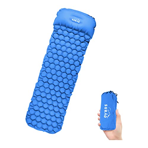 Surao Isomatte in Wabenoptik mit Kopfteil, Farbe:hellblau Cover