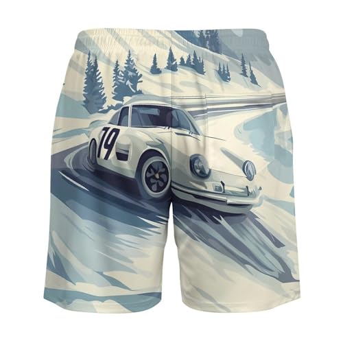 Snow Mountain Racing Car Beach Shorts for Men Swim Trunks Quick Dry Swim Shorts with Compression Liner Pocket4
