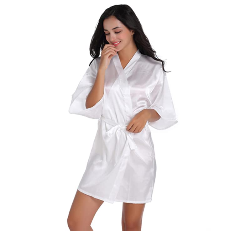 Women's Wedding Robe Bride Bridesmaid Short Satin Kimono Silk Robes for Getting Ready Bridal Party4