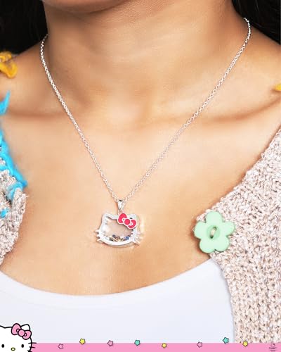 Hello Kitty Sanrio Womens Shaker Pendant Necklace 18" - Silver Plated Necklace Officially Licensed3