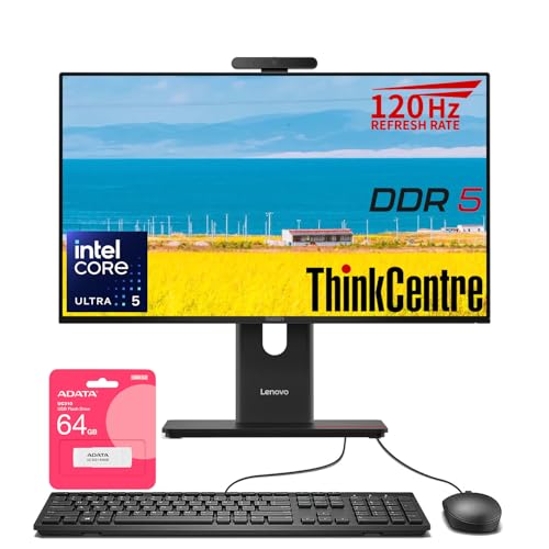 Image of Lenovo ThinkCentre M70a Gen 6 Business All-in-One, 23.8 inch FHD 120Hz Anti-Glare, Intel Core Ultra 5 245T vPro, 32GB DDR5, 1TB SSD, DP, HDMI, 5MP IR Webcam, Wi-Fi 6, Windows 11 Pro, AI-Ready, w /Bundle