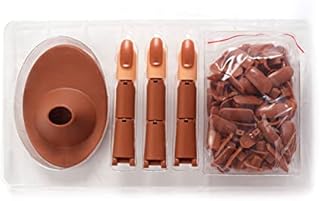 Khakho Plastic Fake Fingers with Nails for Hand Nail Art Training, Adjustable Nail Practice Fingers for Acrylic Nails (Brown)