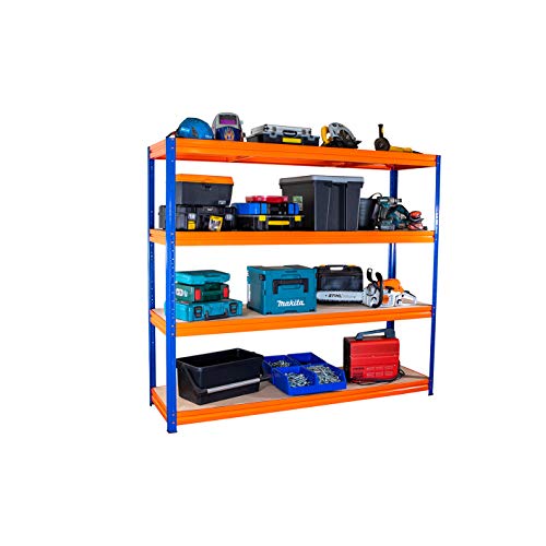 Estantería para garaje resistente de 400 kg, 1800 mm de alto x 1800 mm de ancho x 600 mm de profundidad.