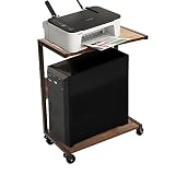 JRA products Computer Tower Stand | Height Adjustable 2 Tier Desktop Stands with Lockable Wheels for