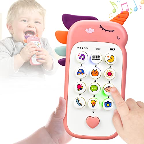 Musical Baby Phone for 1 Year Old Boys Girls - Interactive Toy With Early Education & Music, 12-18 Months (Pink)