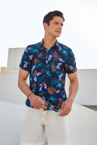 Image of Men's Hawaiian Shirts Short Sleeve Aloha Shirt for Men Casual Button Down Tropical Hawaii Floral Shirt Summer BeachParty