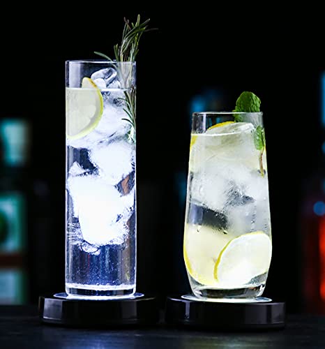 KEEDA Lot de 4 dessous de verre LED pour boissons, rechargeables par USB, pour cocktail, bière, boisson, bouteille de vin, tapis lumineux pour la maison, fête, mariage, bar, club (lumière blanche