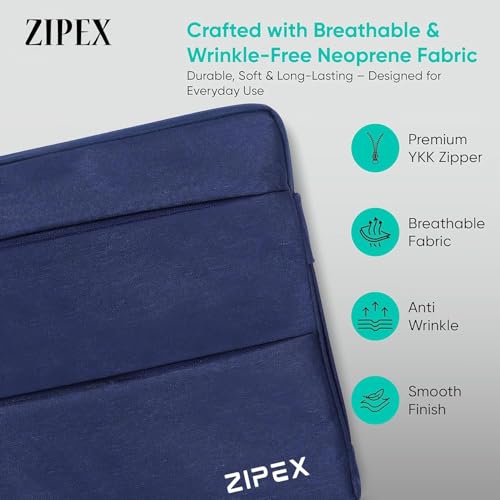 Image of 360 Protective 16 Inch Laptop Sleeve Case for All 16 Inch laptops with 2 Front Pockets & Carry Handle | Compatible with 16 inch HP, DELL, Asus, Mackbook Devices| Water-Resistant | Blue