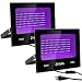 ZHMA 60W UV LED Black Light,Party Lights,UV Lamp with Plug,for Blacklight Party,Fluorescent Party,Black Light Posters for Room,Body Paint, Glow in The Dark Paint,Curing [2-Pack]