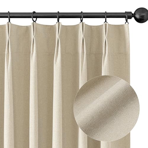 ChrisDowa Blackout Pinch Pleated Linen Curtains (2 Panels)