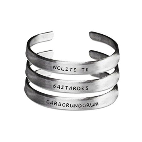 TickledPink Designs Nolite Te Bastardes Carborundorum Bracelet Set of 3 Hand Stamped Aluminum Cuffs