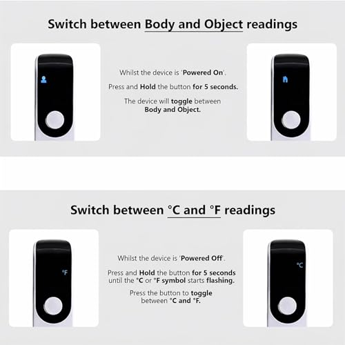 No-Touch Forehead Thermometer – Infrared Digital Thermometer for Adults, Kids, Babies, with Fever Alarm, Instant Reading, ℃/℉ Switch, Room & Surface Mode (Excluding The Battery) - Image 6