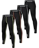 ANGEL CITIZ Pantalones deportivos de compresión para niños, para entrenamiento, correr, mallas térmicas de secado rápido, Paquete de 4-01 negro, 10 años