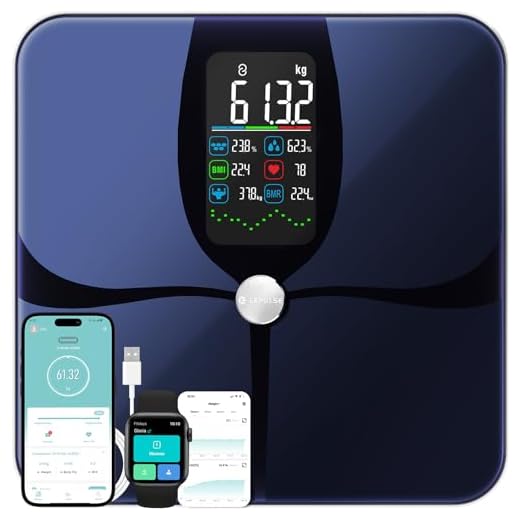 Bascula Grasa Corporal y Muscular Lescale F4, Bascula de Baño con Pantalla Grande, Peso Baño con 15 Mediciónes, Balanza Peso Corporal Masa Muscular IMC, Bascula Inteligente con App