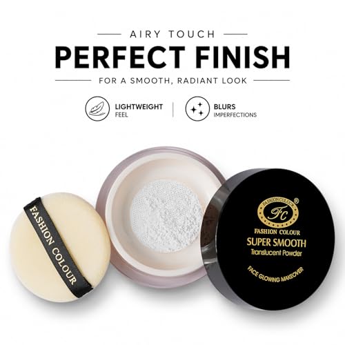 Image of Fashion Colour Super Smooth Translucent Loose Setting Powder | Lightweight Makeup Baking & Setting Powder | Oil Control | Soft Matte Finish | Blurs Pores | Evens Skin Tone | Puff Applicator Included | 15g (Shade: 01)