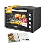 TZS First Austria - Mini Oven 60L 2000W - Small Pizza-Oven temperature control up to 230°C & 6 modes - Baking-Oven with 60 min. timer, 4 rack levels, baking tray, grill rack & rotisserie skewer