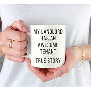 Andaz Press Funny 11oz Coffee Mug Gag Gift My Landlord Has an Awesome Tenant True Story 1 Pack Best Unique Birthday Christmas Present Idea for Her Ceramic Tea Cup
