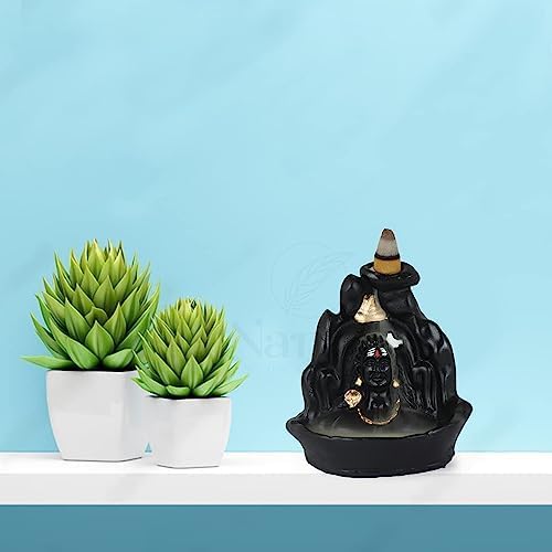 nantan Shiva Backflow Smoke Fountain Decorative Polyresin Incense Holder with 25 Back Flow Incense Cone-Black