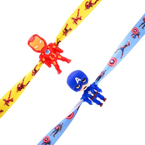 Image of ascension Pack of 2 Kids Cartoon Rakhis for Bhaiya Raksha Bandhan Kids Rakhi Set Rakhis Rakhi with You are My Hero Fridge Magnet & Roli Tilak
