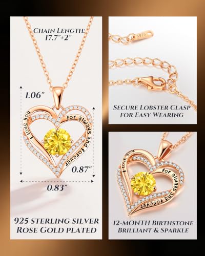 Image of CDE S925 Birthstone Heart Pendant Necklaces Jewelry Gifts for Wife