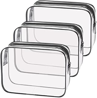 ANRUI 5pcs Clear Toiletry Bag with Handle Strap, Waterproof Clear Travel Accessories, Quart Size Clear Liquids Toiletries Bags & Makeup Bags for Women and Men - Grey( Same Size)