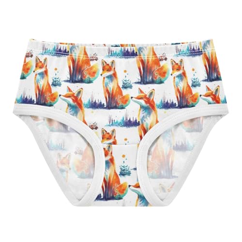 Joisal Personalized Toddler Underwear Floral 2t Cotton Little Girl Panties Cute Watercolor Fox Orange Underpants Briefs
